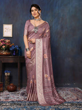 Taupe Velvet Tussar Silk Woven Jacquard Saree-SNGT2005